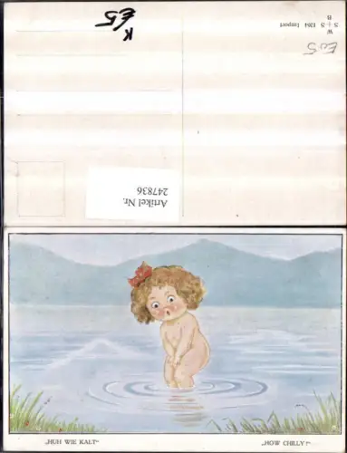247836,Künstler AK Willi Scheuermann John Wills Huh wie kalt Mädchen im See