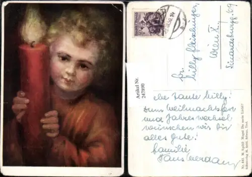 247890,Künstler AK M. Spötl 442 Magst du mein Licht Kind m. Kerze