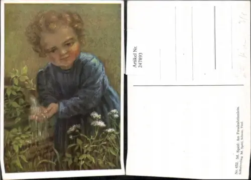 247893,Künstler AK M. Spötl 452 Am Freudenbrünnlein Kind Wasser