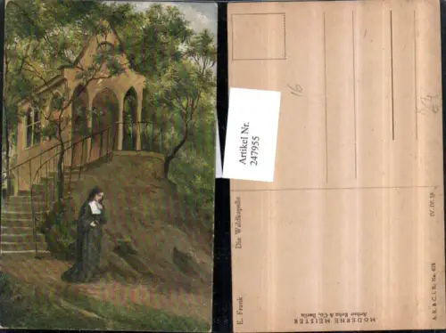 247955,Künstler AK Frank Elly Die Waldkapelle Kapelle Frau Nonne
