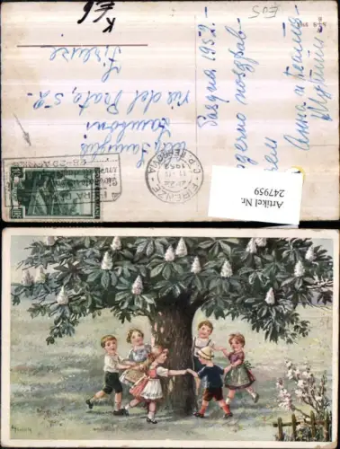 247959,Künstler AK Frank Elly Kinder b. Ringeltanz um einen Baum