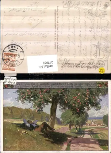 247967,Künstler AK Paul Hey Bei einem Wirte wundermild Mann liegt Wiese pub Verein f. d. Deutschtum im Ausland