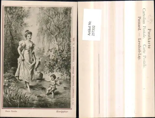 257332,Künstler AK H. Zatzka Kneippkur Amor Engel Frau Kleid Bach pub A. Ackermann 1206