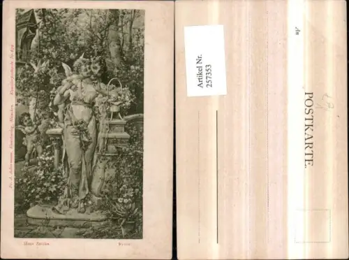 257353,Künstler AK H. Zatzka Feuer Frau m. Kleid Engeln Amor Glocke Tauben pub A. Ackermann 639
