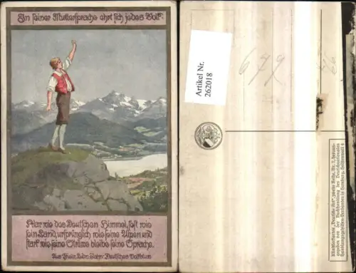 262018,Künstler AK Ernst Kutzer Mann am Berg Bergkulisse Text Spruch
