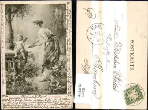 264528,Künstler Ak Hans Zatzka Zur Abkühlung Frau Amor Blasebalg pub F. A. Ackermann 941