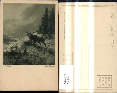 264554,Künstler Ak Arthur Thiele Im Herbst Röhrender Hirsch Wild