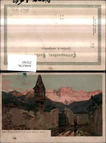 272707,Künstler AK Zeno Diemer Der Rosengarten von Gries aus Bildstöckl Bergkulisse
