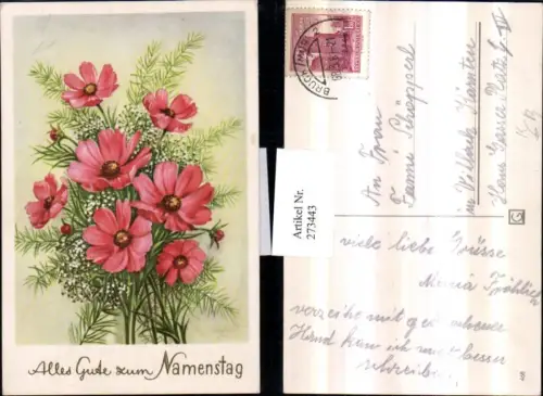 273443,Künstler AK Lia Döring Namenstag Blumenstrauß Blumen Anemone Gräser