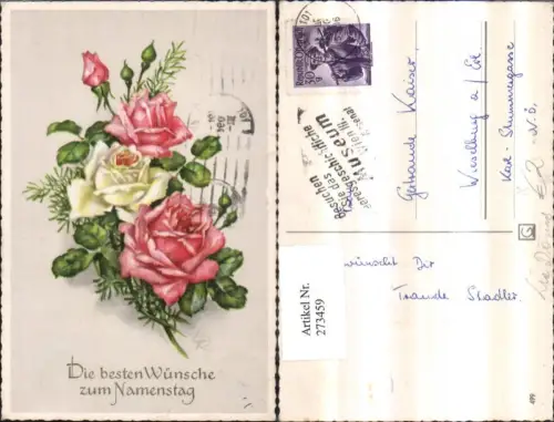 273459,Künstler AK Lia Döring Namenstag Rosen Knospen