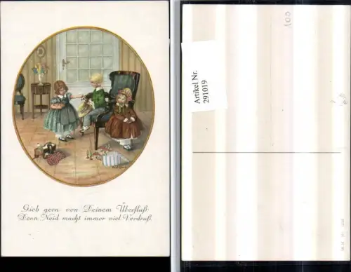 291019,Künstler AK Pauli Ebner Kinder Kleider Hut Spielzeug Puppe Passepartout pub M. Munk 1228