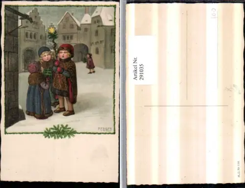 291035,Künstler AK Pauli Ebner Winterdorf Kinder Sternsinger Winterbild