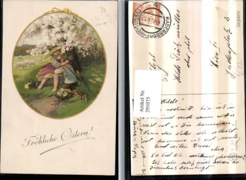 291075,Künstler AK Pauli Ebner Ostern Kinder Liebe Ostereier Schafe Blumen pub August Rökl 1412