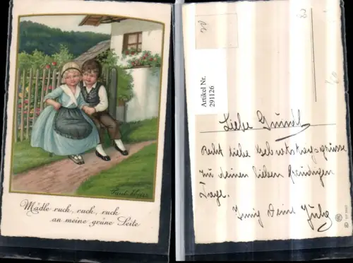 291126,Künstler AK Pauli Ebner Kinder Liebe Händchen haltend Spruch pub August Rökl 2463