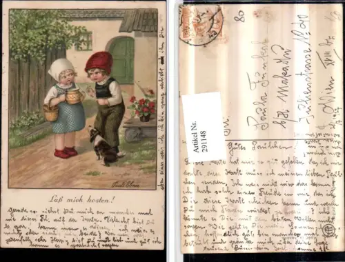 291148,Künstler AK Pauli Ebner Lass mich kosten Kinder Krug Hund pub August Rökl 1448