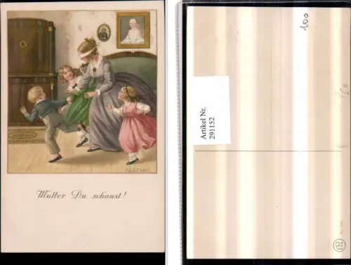 291152,Künstler AK Pauli Ebner Mutter du schaust Blinde Kuh Kinder pub August Rökl 1395