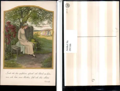 291166,Künstler AK Pauli Ebner Mädchen m. Kleid Sehnsucht Spruch pub August Rökl 1406