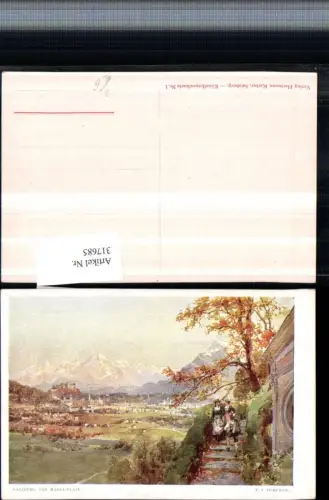 317685,Künstler AK E. T. Compton Salzburg Teilansicht von Maria-Plain Bergkulisse