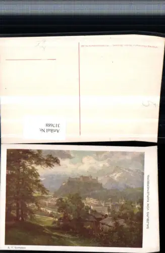 317688,Künstler AK E. T. Compton Salzburg Teilansicht m. Festung vom Kapuzinerberg