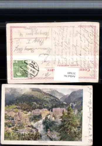 317689,Künstler AK E. T. Compton Badgastein Bad Gastein Totale Wasserfall