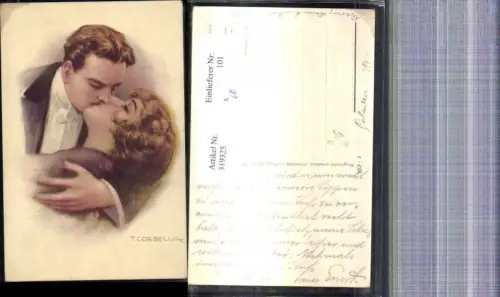 319325,Künstler Ak T. Corbella Paar Kuss Liebe