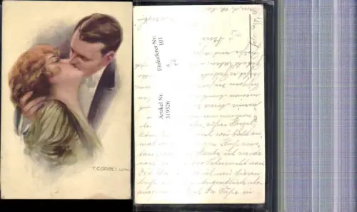 319326,Künstler Ak T. Corbella Paar Kuss Liebe