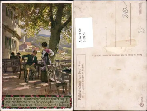 319422,Künstler Ak Paul Hey Keinen Tropfen im Becher pub Volksliederkarte 40