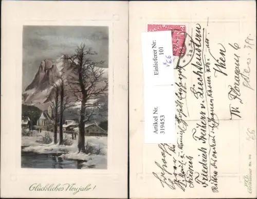 319453,Künstler Ak Alfred Schönian Winterdorf Kirche See v. Bergkulisse pub Art de Vienne 204