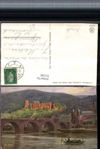 321288,Künstler AK Heinrich Hoffmann Heidelberg Alte Brücke u. Schloss Boot pub Edm. v. König