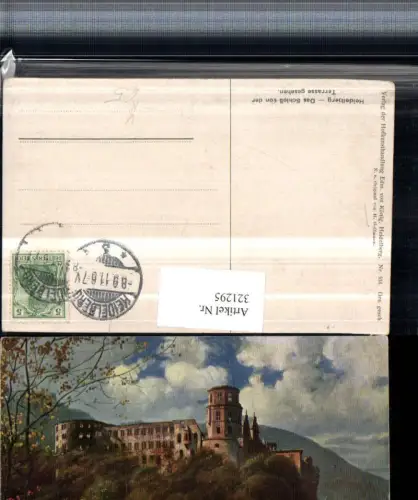 321295,Künstler AK Heinrich Hoffmann Heidelberg Schloss pub Emd. v. König