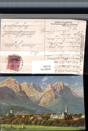 321304,Künstler AK Heinrich Hoffmann Garmisch Totale Bergkulisse pub Edm. v. König