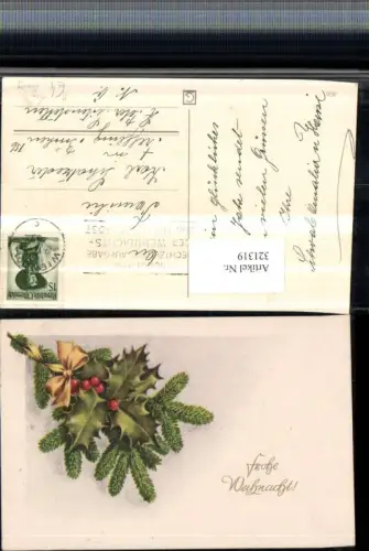 321319,Künstler AK Lia Döring Weihnachten Tannenzweig Stechpalme Schleife