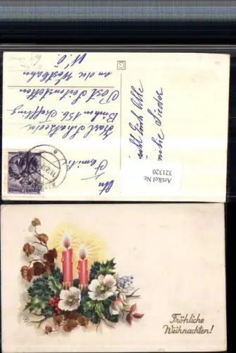 321320,Künstler AK Lia Döring Weihnachten Kerzen Blätter Blüten Stechpalme Beeren