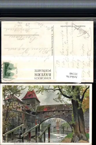 321340,Künstler Litho Heinrich Kley Nürnberg Kasematten Brücke