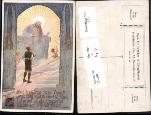 371049,Künstler AK Ernst Kutzer Mann Gott Engeln pub Bund d. Deutschen in Niederösterreich 51