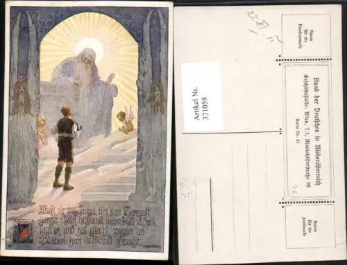 371058,Künstler AK Ernst Kutzer Mann Gott Engeln pub Bund d. Deutschen in Niederösterreich 51
