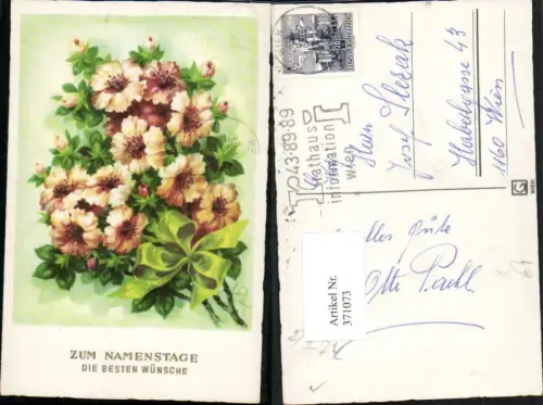 371073,Künstler AK Lia Döring Namenstag Blumenstrauß Blumen Schleife