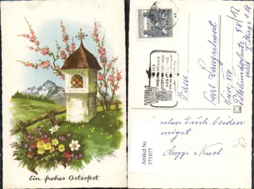 371077,Künstler AK Lia Döring Ostern Landschaft Bildstock Blumen
