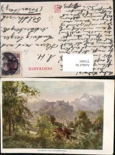 371095,Künstler AK E. T. Compton Salzburg Teilansicht m. Festung vom Kapuzinerberg