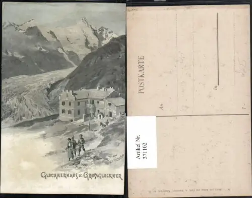 371102,Künstler AK E. T. Compton Glocknerhaus u. Großglockner b. Heiligenblut Bergkulisse