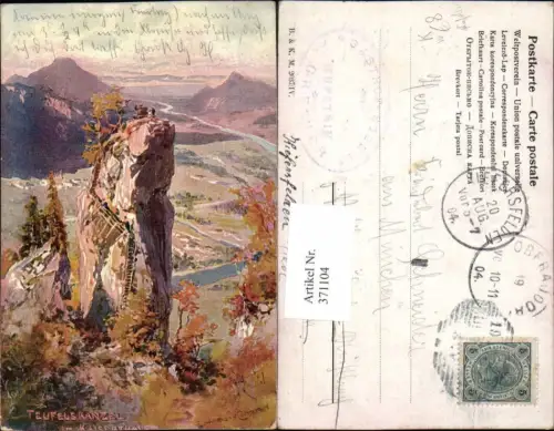 371104,Künstler AK E. H. Compton Tefuelskanzel Felsen im Kaisertal b. Kufstein