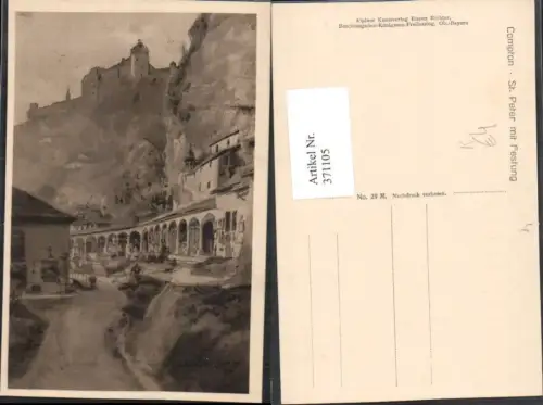371105,Künstler AK E. H. Compton Salzburg Stift St. Peter m. Festung
