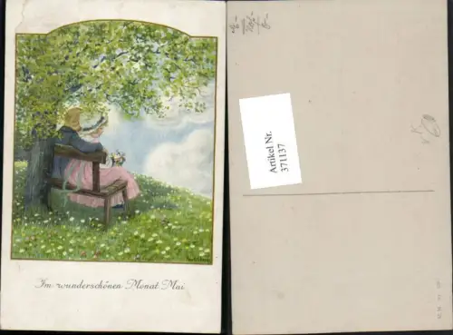 371137,Künstler AK Pauli Ebner Mai Liebe Paar Bank Baum pub M. Munk 1263