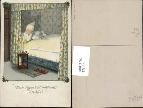 371138,Künstler AK Pauli Ebner Gute Nacht Kinder Bett Kerze pub M. Munk 1158