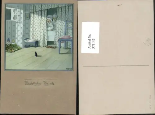 371142,Künstler AK Pauli Ebner Nächtlicher Besuch Kinder Bett Puppen Maus pub M. Munk 1222