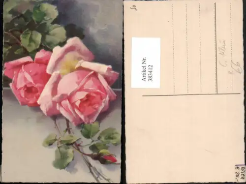 383412,Künstler AK Catharina Klein Rosa Rosen Knospe