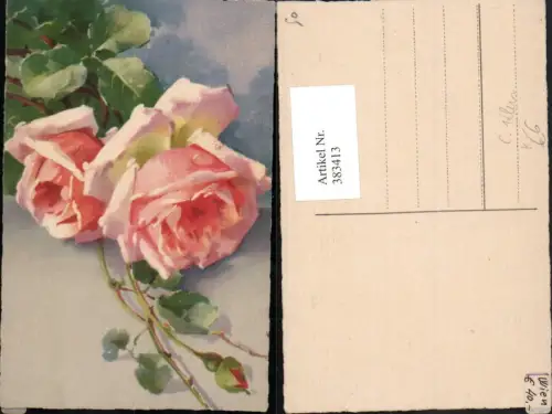 383413,Künstler AK Catharina Klein Rosa Rosen Knospe