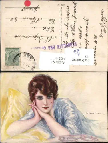 402714,Künstler AK T. Corbella Frau m. Kurzen Haaren Portrait
