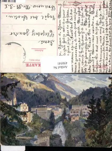 450541,Künstler AK E. Harrison Compton Badgastein Teilansicht Wasserfall