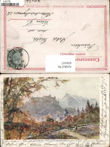 450547,Künstler AK E. T. Compton Salzburg Teilansicht vom Kapuzinergarten
